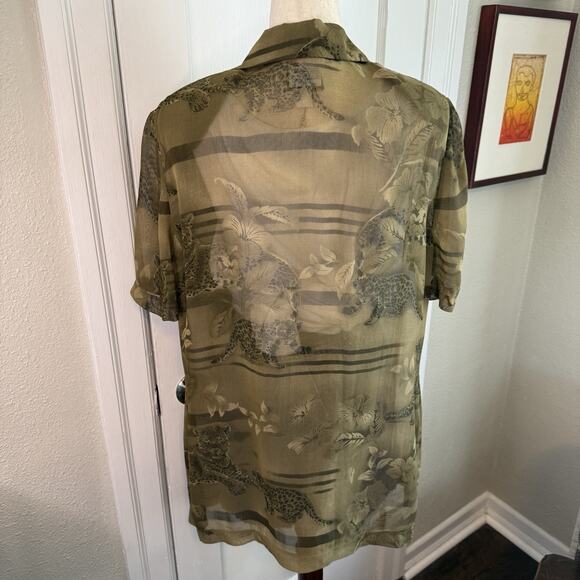 Joseph Ribkoff Cheetah Sheer Open Front Short Sleeve Blouse Top - Tan Wms 12 - Picture 3 of 13